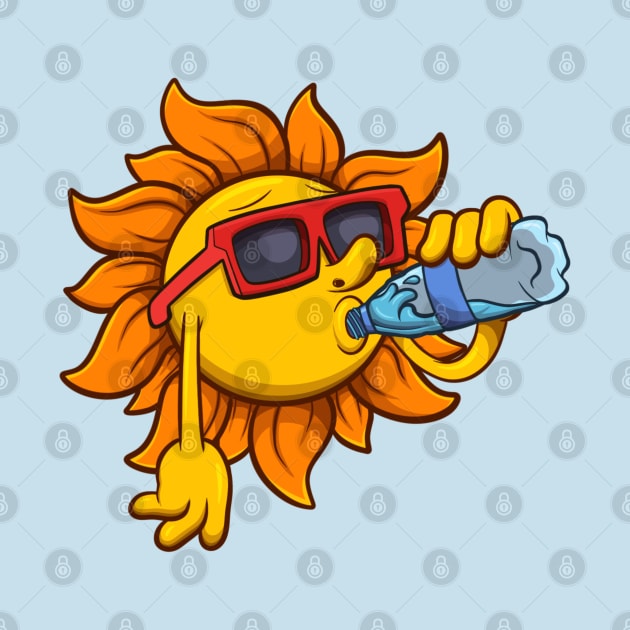 Cool Sun Character Drinking Water by TheMaskedTooner