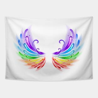 Rainbow Wings on a White Background Tapestry