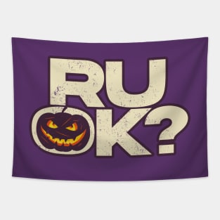 R U OK Halloween Pumpkin Tapestry