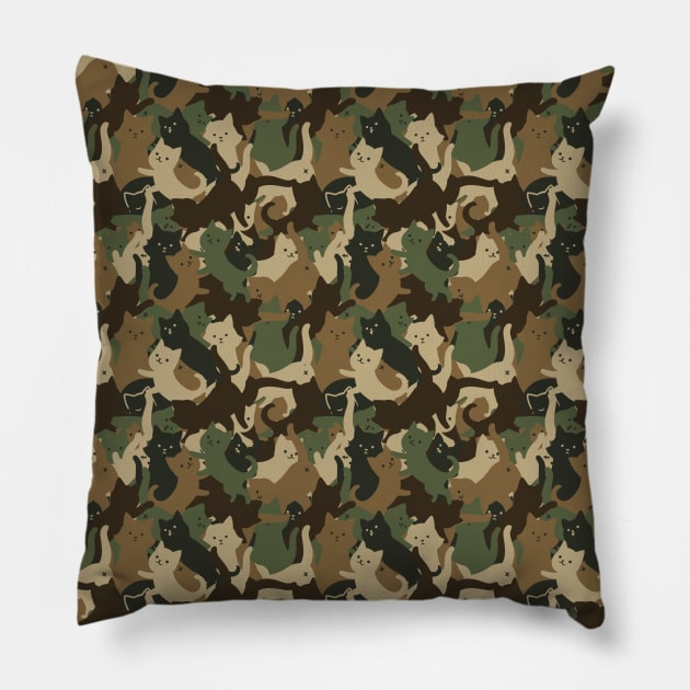 Camouflage Cat Army by Tobe Fonseca Pillow by Tobe_Fonseca