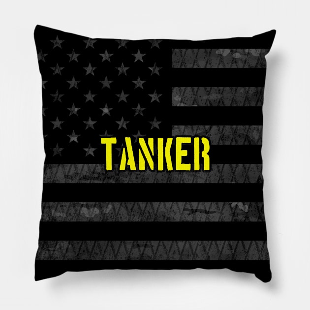 Tanker Subdued American Flag Pillow by Jared S Davies