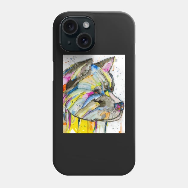 Colorful Akita dog Phone Case by atep