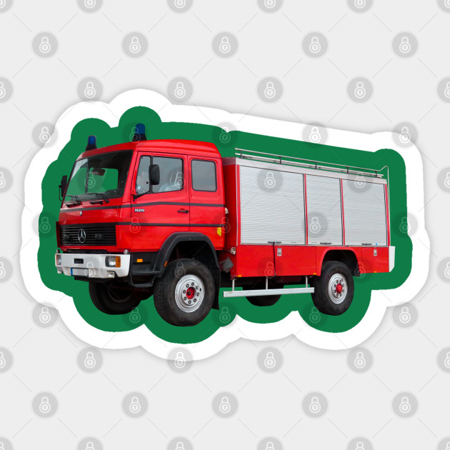 Merry Christmas Fire Truck Christmas Sticker Teepublic