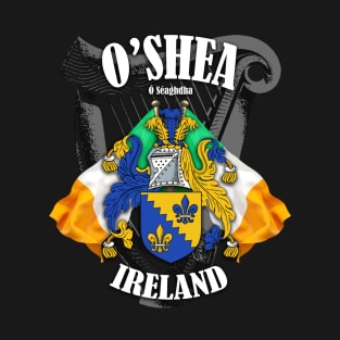 O'Shea Family Crest Ireland Coat of Arms and Irish Flags T-Shirt