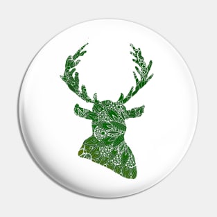 Green Mandala Deer Silhouette Pin