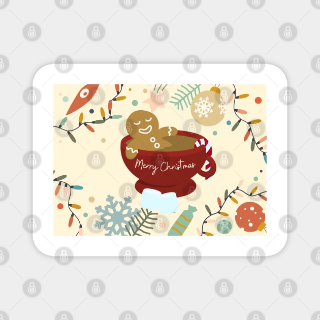 Hot chocolate gingerbread man Magnet by TeawithAlice