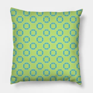 Trendy Green Blue Life Belt Pattern Pillow