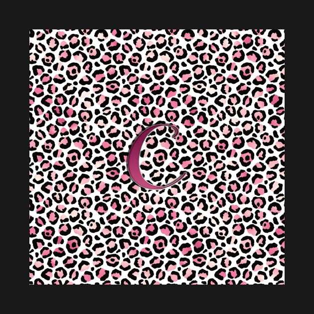 Letter C Monogram & Pink Leopard Print by kansaikate