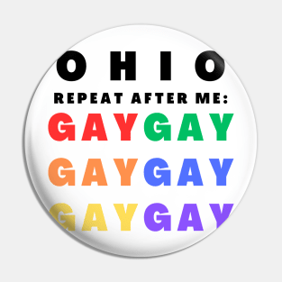 Ohio Pride Month LGBTQ+ Rainbow Gay Rights Ally Pin