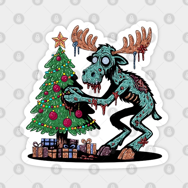 Christmas Moose Zombie Magnet by H. R. Sinclair