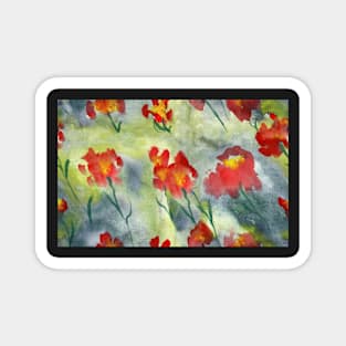 Abstract red watercolor poppies pattern Magnet