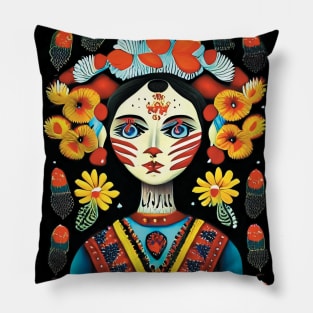 Girl with flowers Pillow