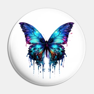 Butterfly Purple Pink Light Blue Wings Watercolor Style Drip Pin