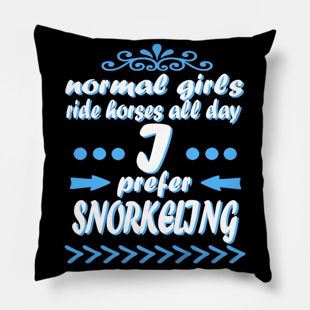 Snorkeling Girl Coral Sea Vacation Diving Pillow by FindYourFavouriteDesign