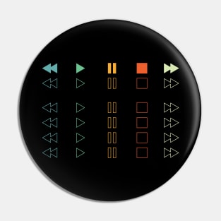 Repeated Music Player Buttons Retro Colors Pin