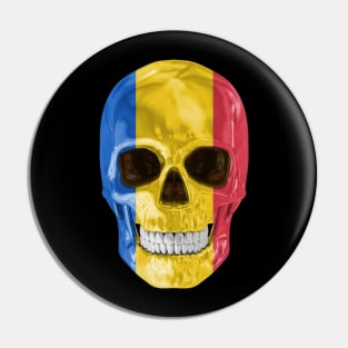 Chad Flag Skull - Gift for Chadian With Roots From Chad Pin