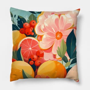 Citrus Fruits Flowers Pillow