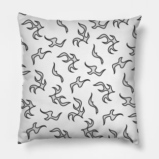 Black and White Flame Aesthetic Pillow