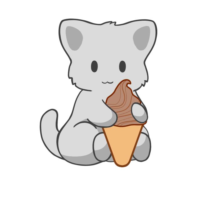 Chocolate Ice Cream White Cat by BiscuitSnack