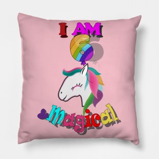 unicorn 6th birthday: I am 6 and magical Pillow