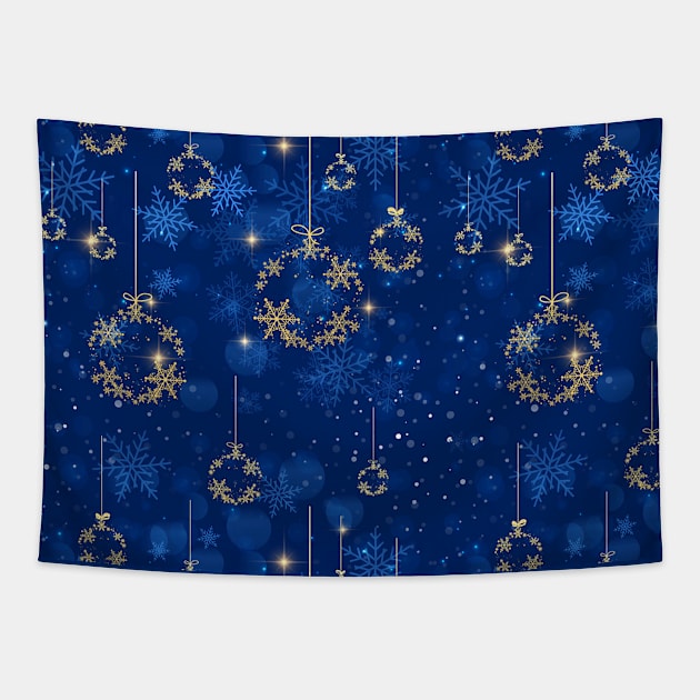 Blue Christmas Balls Tapestry by Kiroiharu