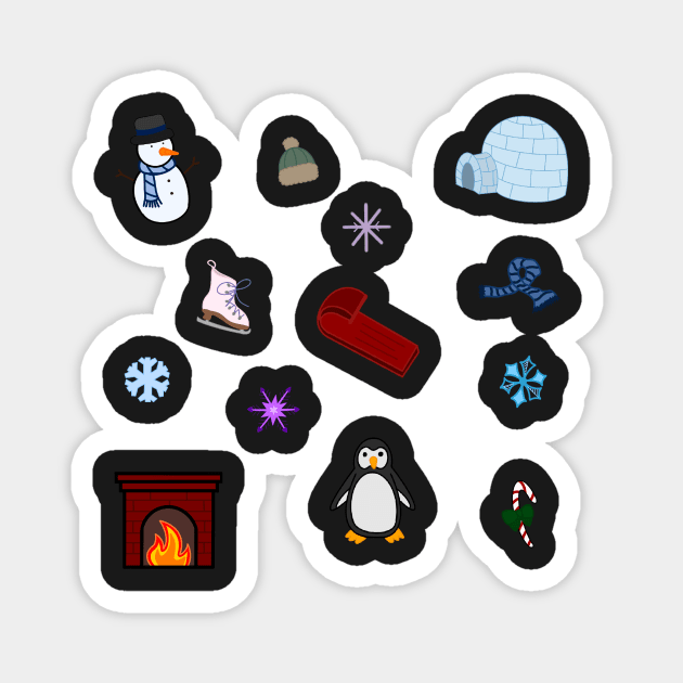 Winter Doodles Sticker Pack Magnet by GrellenDraws