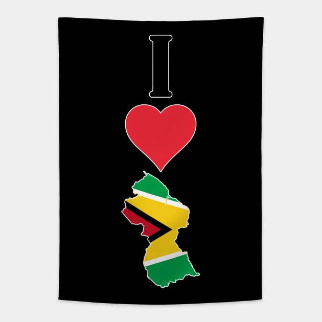 I Heart Guyana Vertical I Love Guyanese National Flag Map Tapestry by Sports Stars ⭐⭐⭐⭐⭐