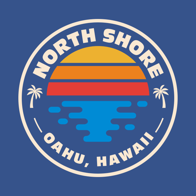 Retro North Shore Oahu Hawaii Vintage Beach Surf Emblem by Now Boarding