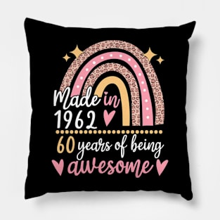 Made In 1962 Rainbow 60 Year Old 60th Birthday Gift Pillow