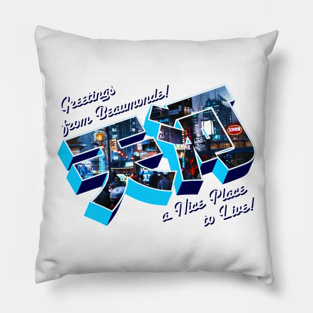 Beaumonde Postcard Pillow by Ekliptik