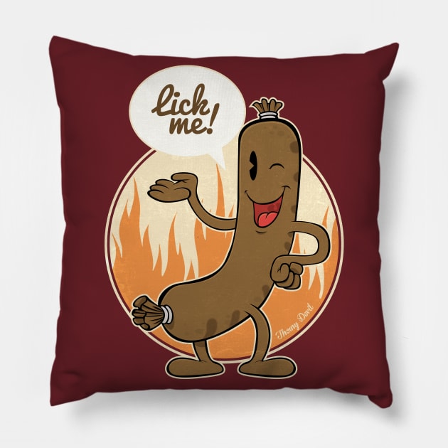 Lick the Sausage Pillow by Thorny Devil Design