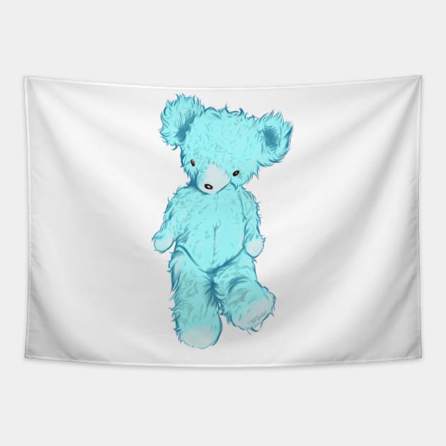 Blue Teddy Bear Tapestry by So Red The Poppy