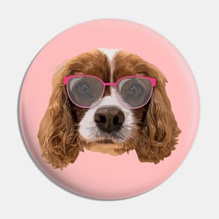 Dog with Pink Glasses Pin