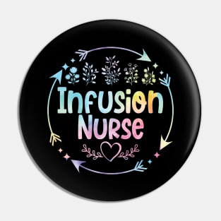 Infusion Nurse cute floral watercolor Pin