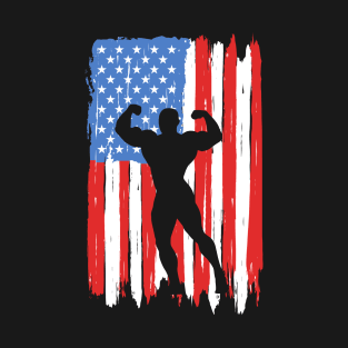 American Flag Bodybuilding Graphic T-Shirt