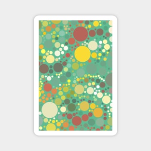 Multicolored Polka Dots on Green Cyan Pattern Magnet