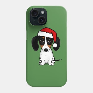 Piebald Dachshund with Santa Hat Cute Wiener Dog Christmas Phone Case