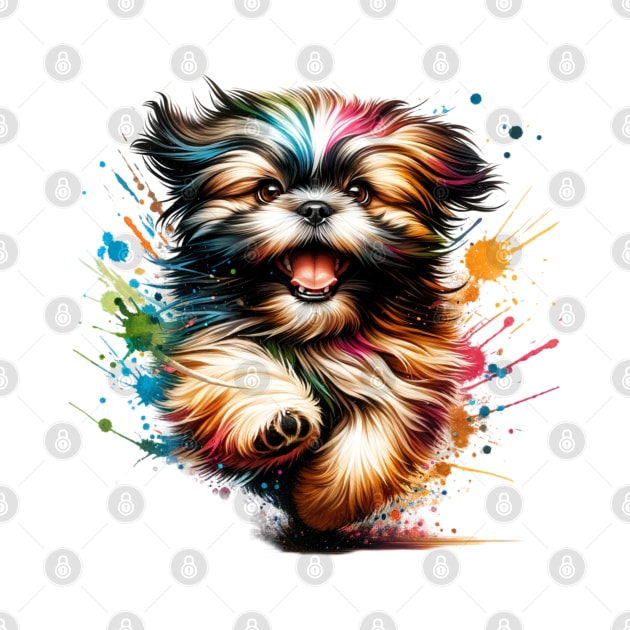 Shih Tzu Dog watercolor splash by Bellinna