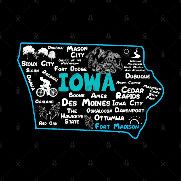 Fort Madison Iowa map Des Moines Sioux City, Mason City, Boone, Davenport, Ottumwa by BoogieCreates