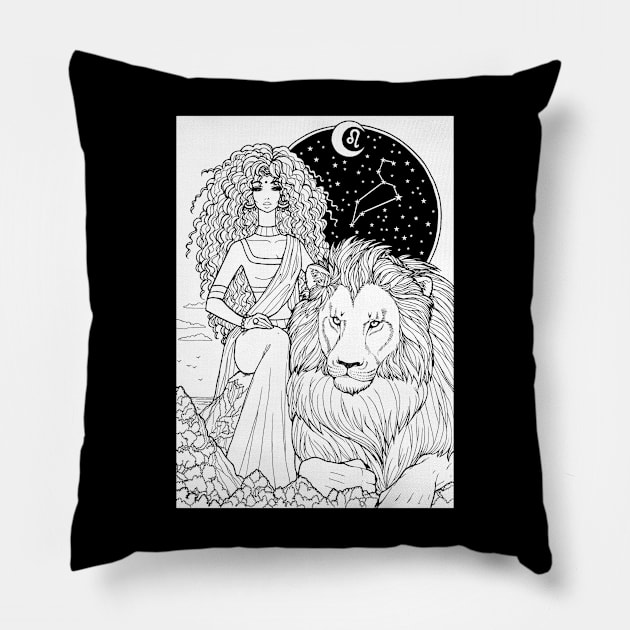 Indian Leo In Black Design Pillow by OlgaMaletina