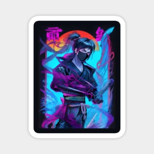 Neon  male samurai Magnet