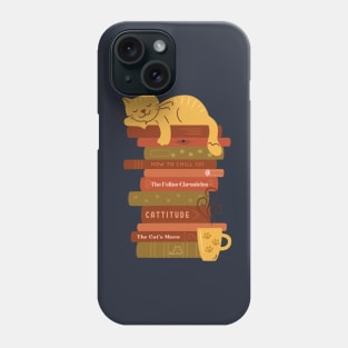 Catnap on Book stack Phone Case