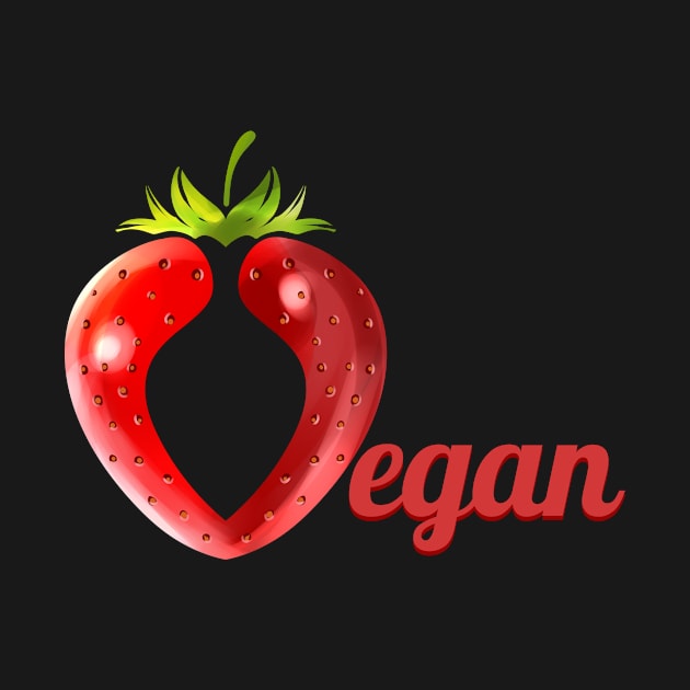 Strawberry Forming The Letter V For Vegan by SinBle