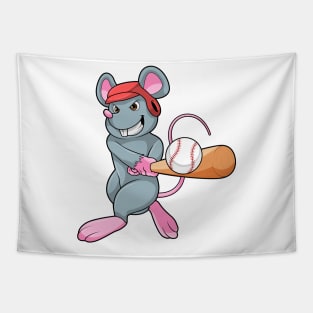 Rat at Baseball with Baseball bat & Helmet Tapestry