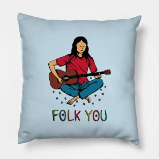 Folk You Guitar Hippie Pillow