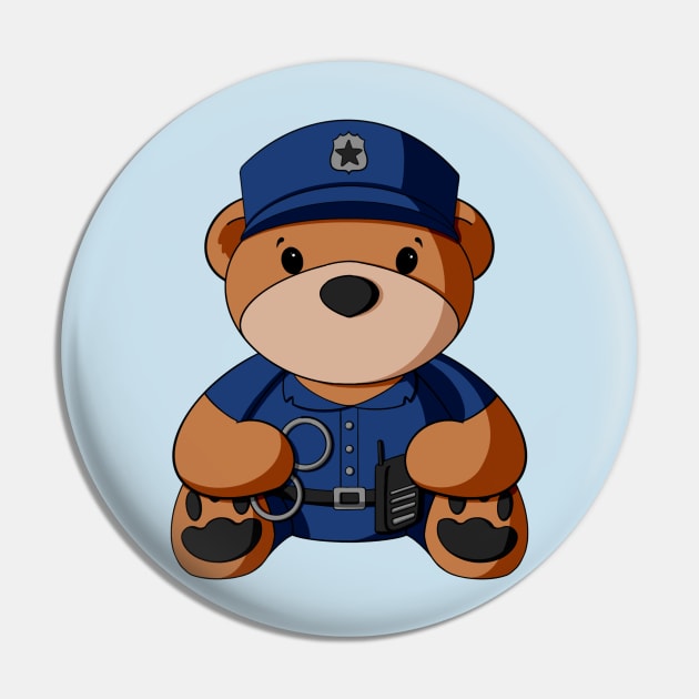 Blue Uniform Police Teddy Bear Pin by Alisha Ober Designs
