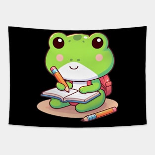 A cute back to school frog Tapestry