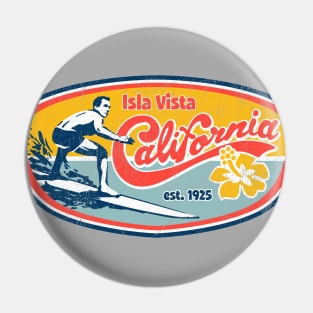 Vintage Retro Surf Style Isla Vista College Apparel design Pin