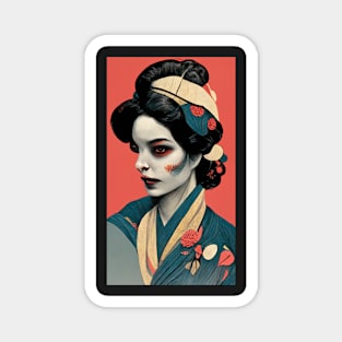 Japanese Geisha in Dark Gothic Style Magnet