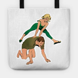 Blonde girl jumping her boyfriend: love play Tote